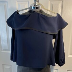 Alexis Navy Off-Shoulder Ruffle Blouse